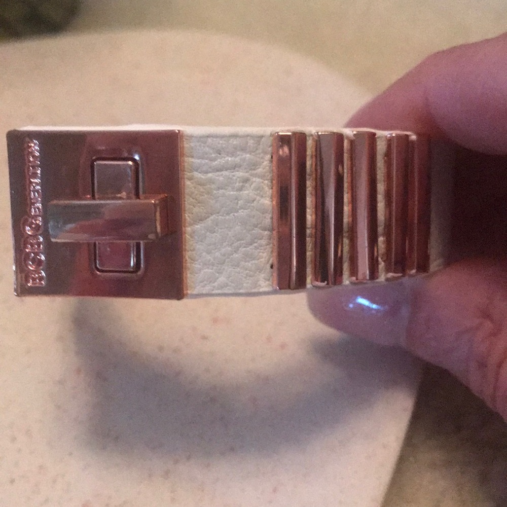 BCBG Rose Gold & White Leather Bracelet. - Picture 3 of 11